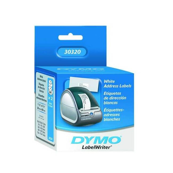 Printer Label, 1 1/8 in Label W, 3 1/2 in Label H, 260 Labels per Roll, White