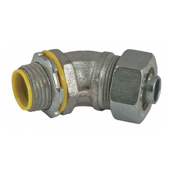 Conduit Fitting Connector, 2 in, Liquid-Tight, Steel, Zinc Plated, Gray