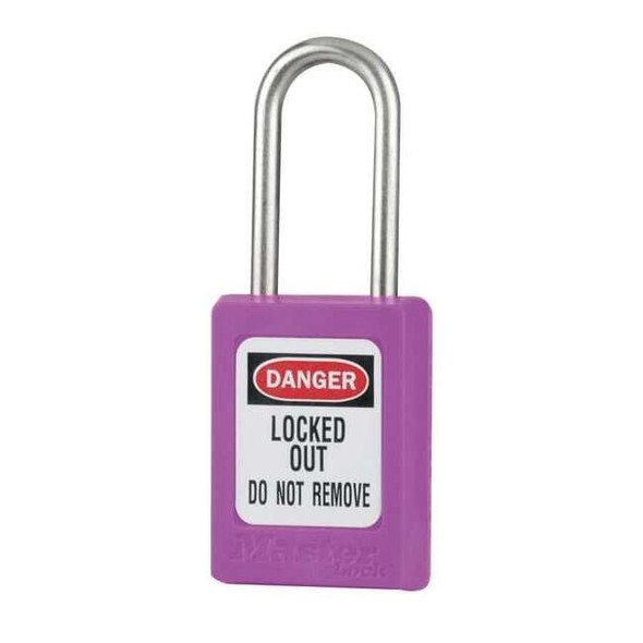 Lockout Padlock, Keyed Different, Thermoplastic, Purple, 1 1/2 in Shackle Height
