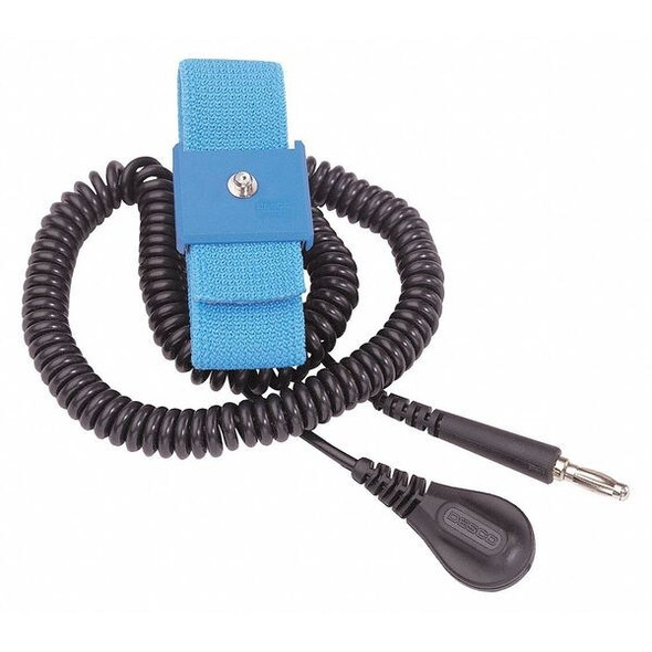 Desco Wrist Strap,Silver Nylon,W 6 Ft Cord 09070