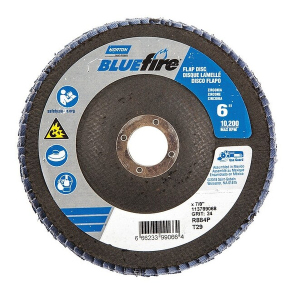 Norton Abrasives Flap Disc,6 In x 24 Grit,7/8 66623399066