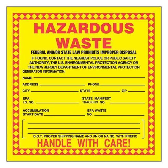 Accuform DOT Handling Label, Paper, 6" W, 6" H MHZWNJPSP