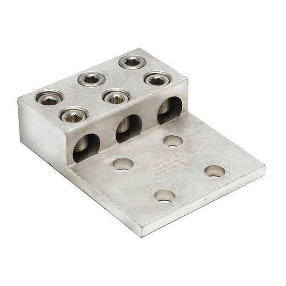 Mechanical Lug, 600 kcmil Max, 3 Conductor, 4 Hole, 1/2 in Stud, Aluminum