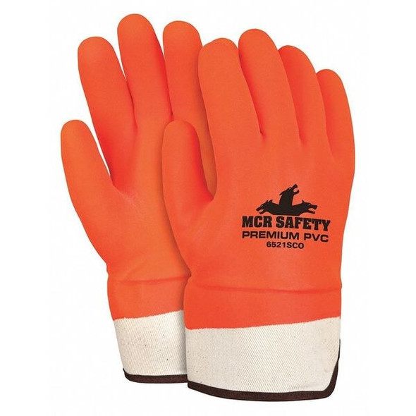 Chemical Resistant Gloves, PVC, 12 in L, 71.0 mil, Orange, L, 12 PK