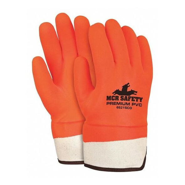Chemical Resistant Gloves, PVC, 12 in L, 71.0 mil, Orange, L, 12 PK