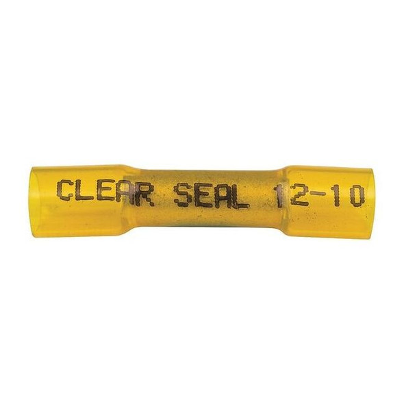 Butt Splice Wire Connector, 10 AWG Max, Yellow, Nylon Insulation, 600 V, 50 PK