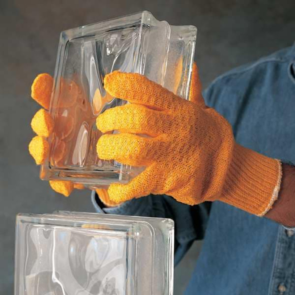 Mcr Safety Knit Gloves, Acrylic, Fish Net Palm, Orange, XL, 12 PK 9675XL