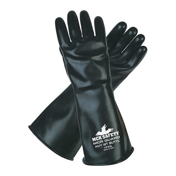 CP25 Chemical Resistant Gloves, Butyl, 14 in L, 25 mil, Black, M, 1 PR