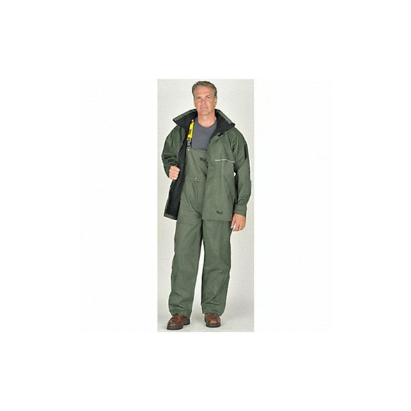 Rain Bib Pants, 100% Nylon, 32 1/2 in Inseam, 39 in Waist, Black, XL