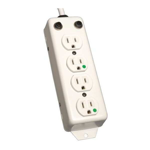 Outlet Strip, Hospital Grade, Rack Mounted, 4 5-15R-HG, 5-15P-HG, 2 ft., White