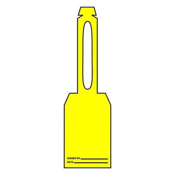 Tag, Blank, Plastic, 5 3/4 in H x 3 1/4 in W, Yellow, Rectangle, 25 PK