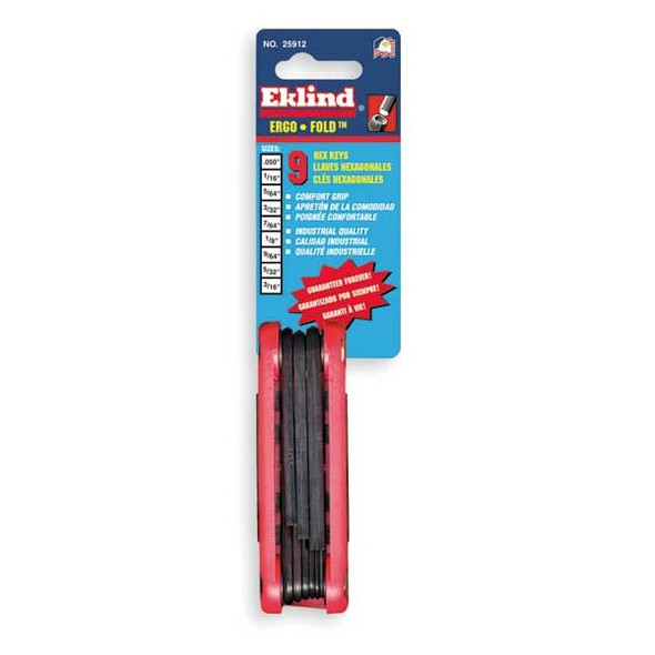 Eklind 9 Piece SAE Fold-Up Hex Key Set, 25912 25912