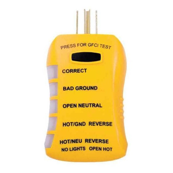 Sperry Instruments Receptacle Tester with GFCI,125VAC,LED HGT6520