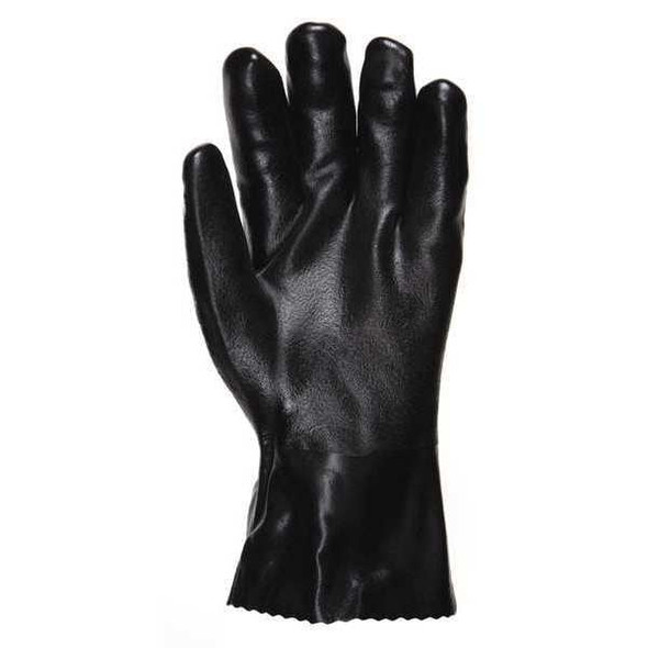 Mcr Safety 6524SJ Chemical Resistant Gloves, PVC, 14 in L, Not Rated, Black, L, 12 PK 6524SJ
