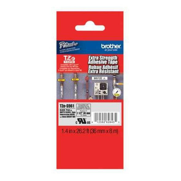 Brother Label/Ribbon Cartridge, Silver, 1-1/2 in W TZES961G