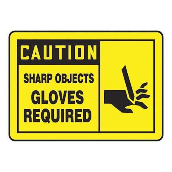 Safety Label, 3 1/2 in Height, 5 in Width, Vinyl, Horizontal Rectangle, English