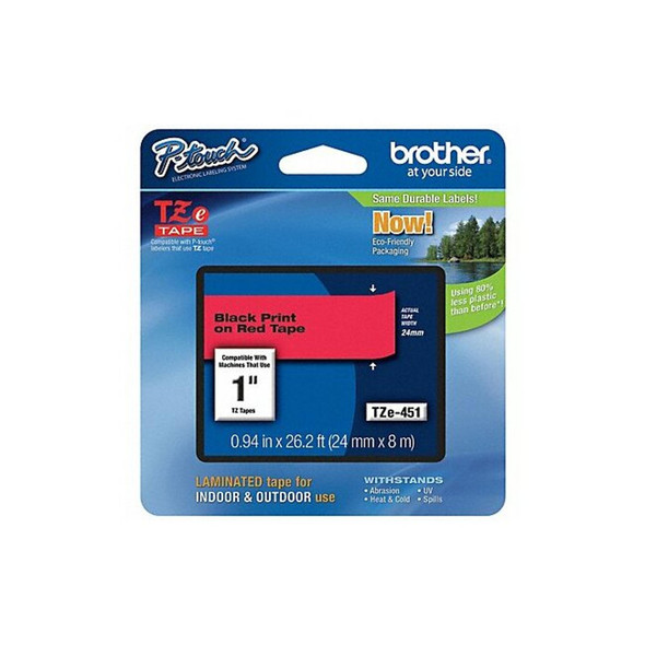 Brother Label/RibbonCartridge,Red,Gloss,1inW TZE451G
