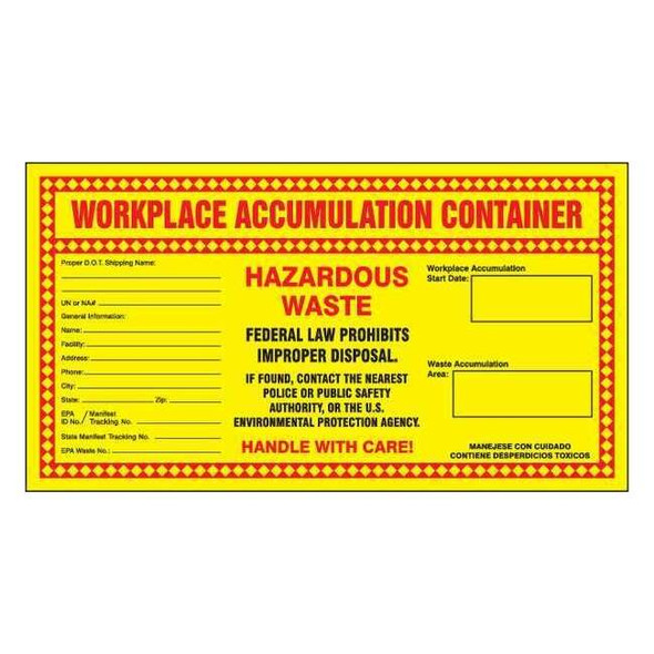Accuform DOT Handling Label, 6-1/2" H, 10-7/8" W, MHZW22EVP,PK25 MHZW22EVP