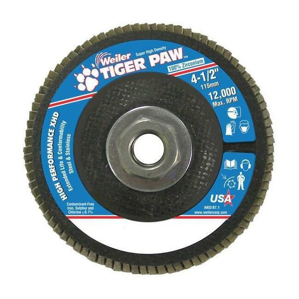 Weiler Abrasive Flap Disc, Medium, 4-1/2 in. 98858