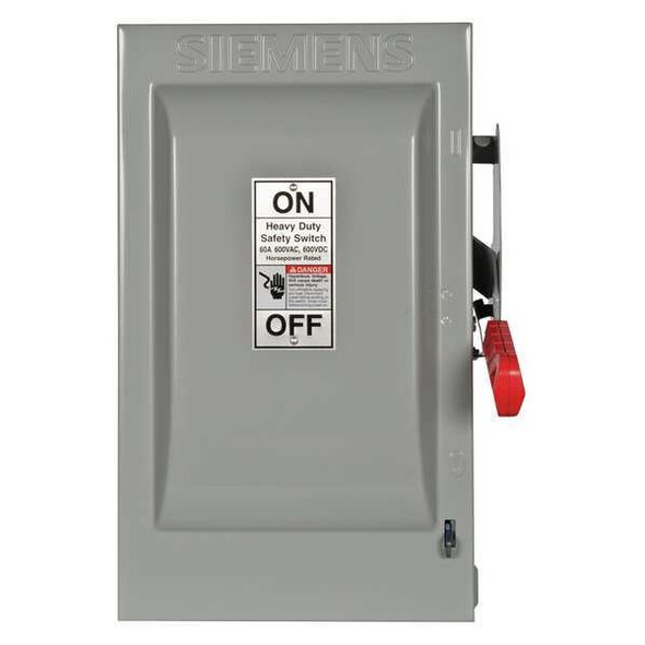 Siemens Safety Switch, Fusible, 60 A, Steel HF362
