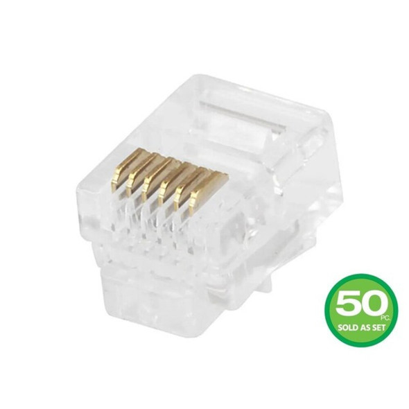 Monoprice Plug, Mod, RJ12, 6P6C, Round, Solid, PK50 7271