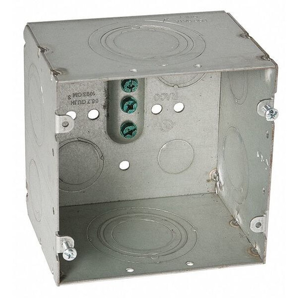 Raco Electrical Box, 66.7 cu in, Data Box Type, 2 Gangs, Steel, Square Shape 260