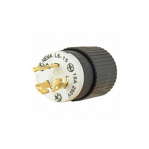 Bryant Locking Plug,Black/Wht,250VAC,0.5 HP,15A 70615NP