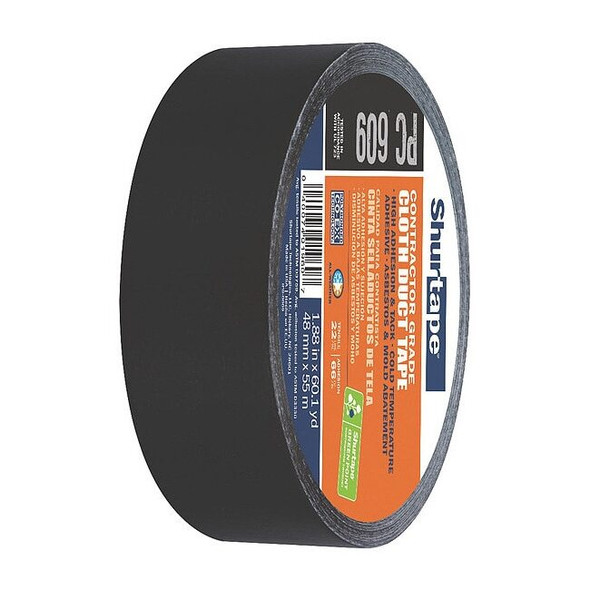 Shurtape DuctTape, Black, 60-1/8ydL, 1-7/8inW 105475
