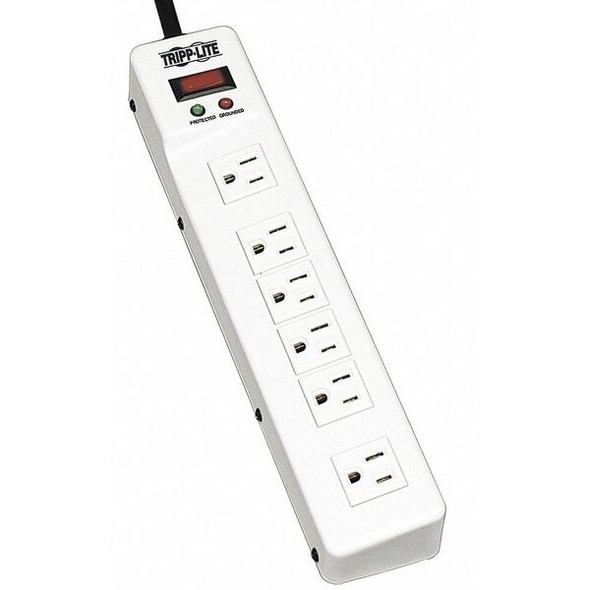 Tripp Lite Surge Protector Strip,6 Outlet,Wht TLM626