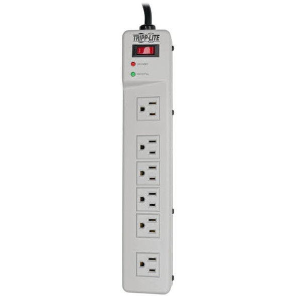 Tripp Lite Surge Protector Strip,6 Outlet,Wht TLM626