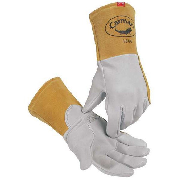1864 Welding Gloves, Gauntlet Cuff, Straight Thumb, Premium Deerskin, L, 1 PR
