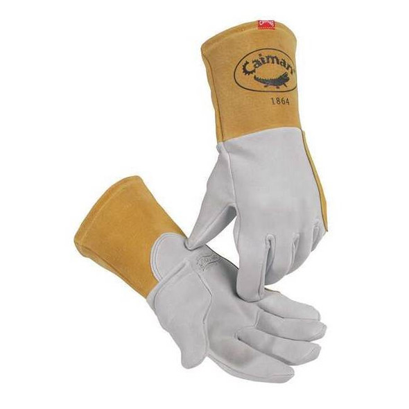1864 Welding Gloves, Gauntlet Cuff, Straight Thumb, Premium Deerskin, L, 1 PR