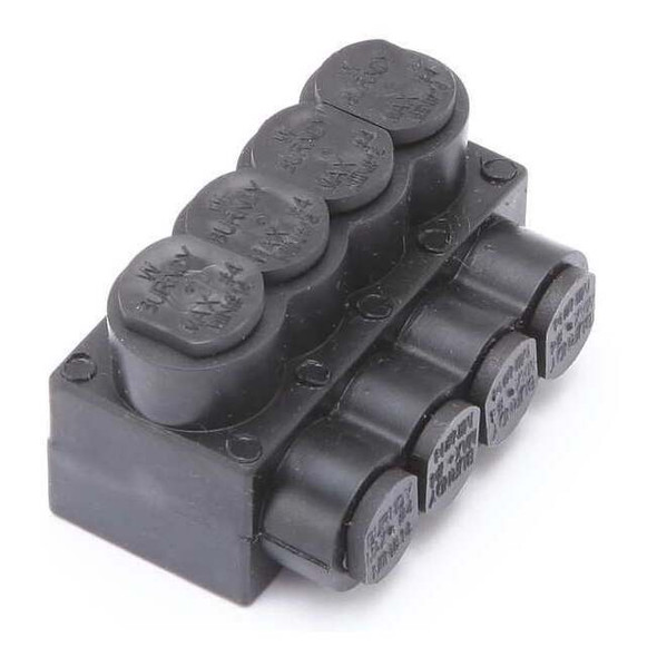 Burndy MultitapConnector,Alum,Blk,Hex,4Port 1PL44
