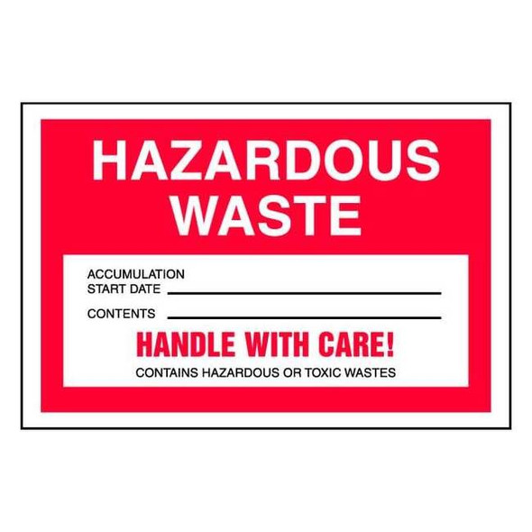 Accuform DOT Handling Label, 4" H, 6" W, MHZW15PSP,PK25 MHZW15PSP