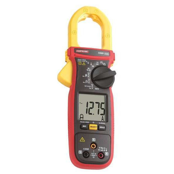Amprobe Clamp Meter,600A,1-3/8inCap,With Thrmcpl AMP-320