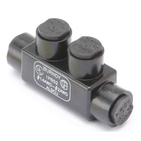 Burndy MultitapConnector,Alum,Blk,Hex,2Port 1PBS2