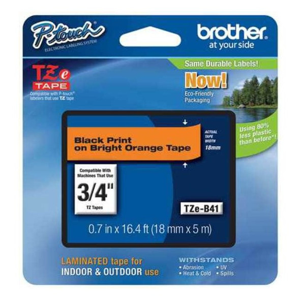 Adhesive TZ Tape (R) Cartridge 0.70"x26-1/5ft., Black/Fluorescent Orange