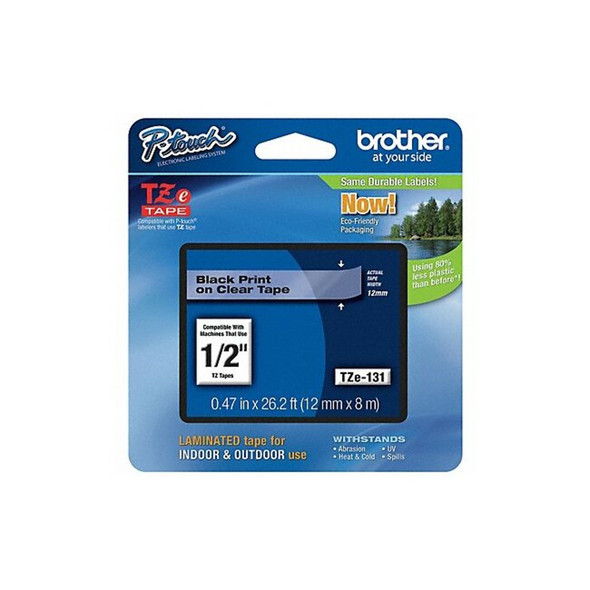 Brother Label/RibbonCartridge,Clear,Gloss,1/2inW TZE131G