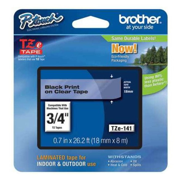 Brother Label/Ribbon Cartridge, Clear, Gloss, 3/4 in W TZE141G