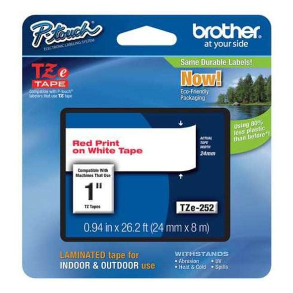 Brother Label/RibbonCartridge,White,Gloss,1inW TZE252G