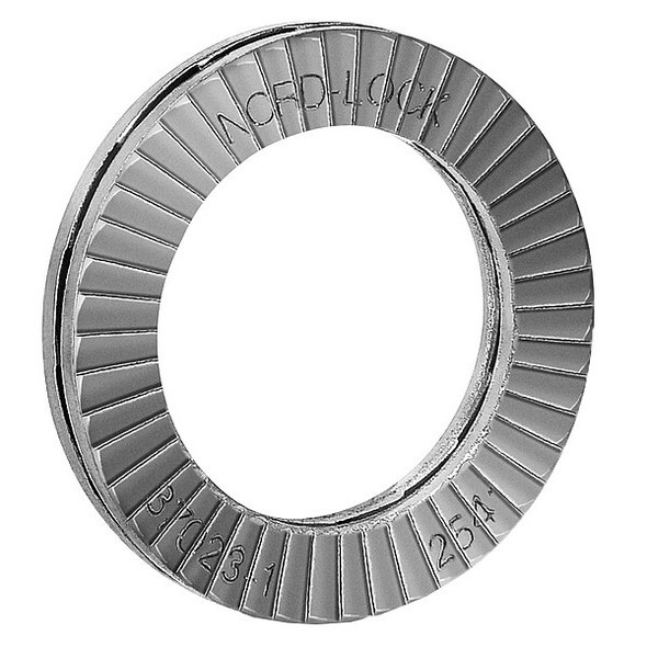Wedge Lock Washer, For Screw Size 1/4 in Steel, Plain Finish, 10 PK