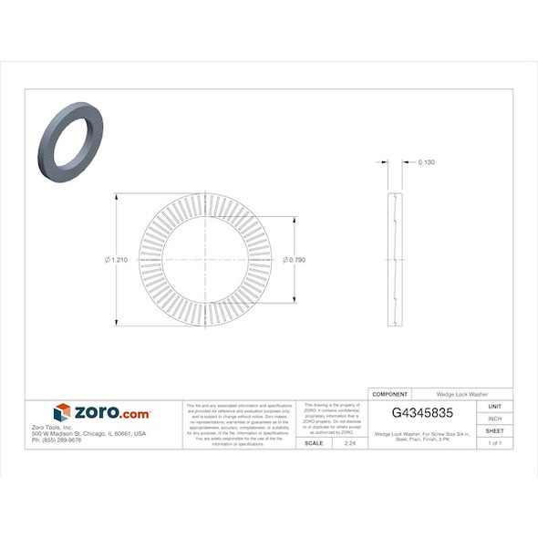 Nord-Lock Wedge Lock Washer, For Screw Size 3/4 in Steel, Plain Finish, 3 PK 1588
