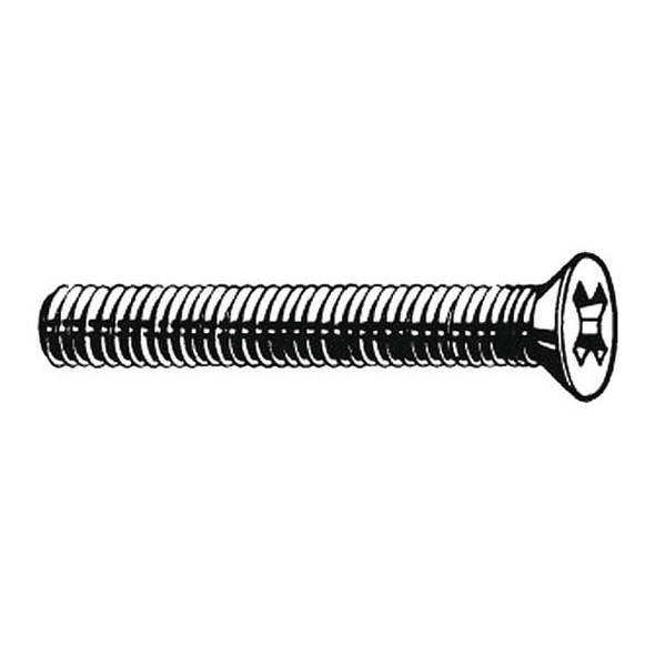 #10-24 x 3/4 in Phillips Flat Machine Screw, Plain Brass, 50 PK