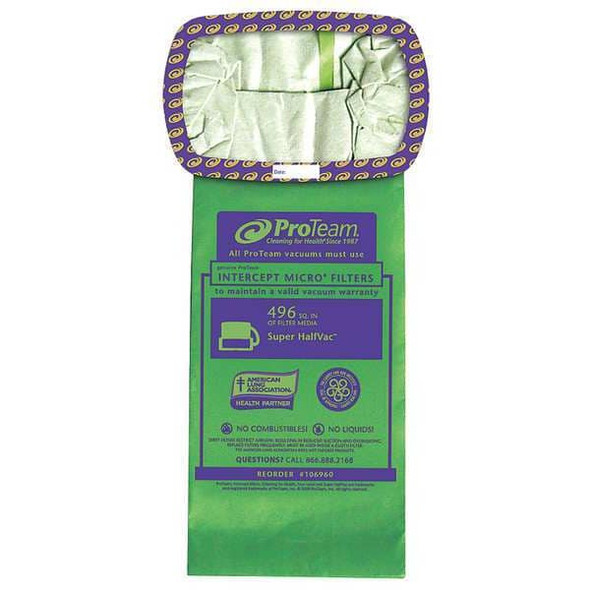 Proteam Intercept Micro Filter Bag, Open Collar, Fits Super HalfVac Pro (10 pk.) 106960