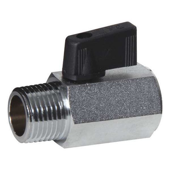 1/8" FNPT x MNPT Nickel Brass Mini Ball Valve Inline