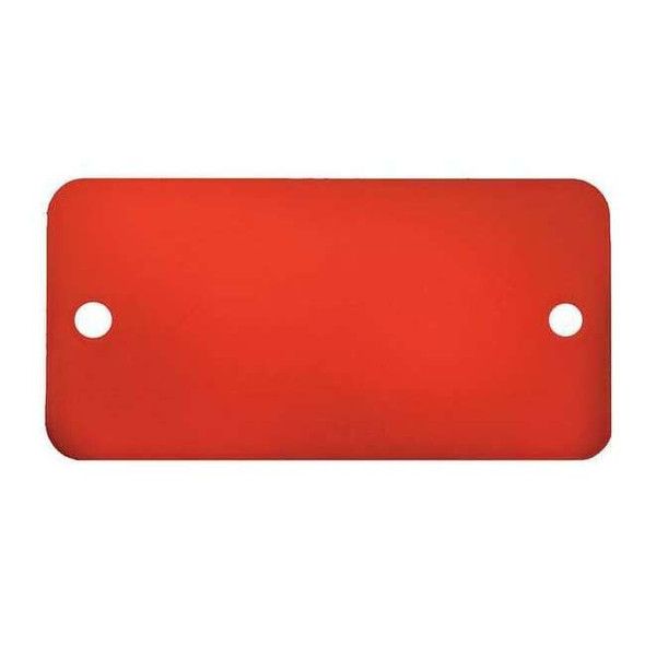 C.H. Hanson Blank Tag, Aluminum, 2 in H x 4 in W, Red, Rectangle, 5 PK 43048