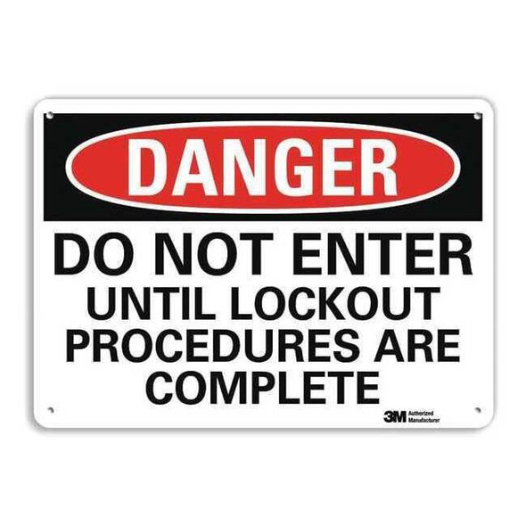 Danger Sign, 10 in Height, 14 in Width, Aluminum, Vertical Rectangle, English