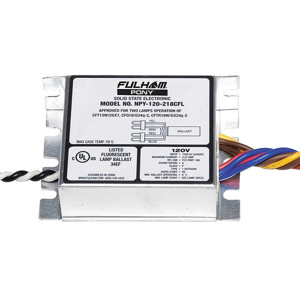 Fulham CFL Ballast,Rapid,CFL Lamps,0.55A NPY-120-218-CFL