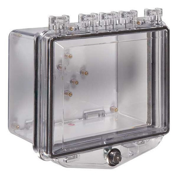 Enclosure, Polycarbonate, Surface Mount, 10 in W x 5 1/4 in H x 10 in D, Clear