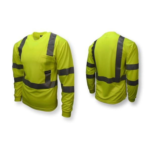 Long Sleeve Shirt, Type R Class 3, Birdseye Mesh, Hi-Vis Green, L  ST21-3PGS-L